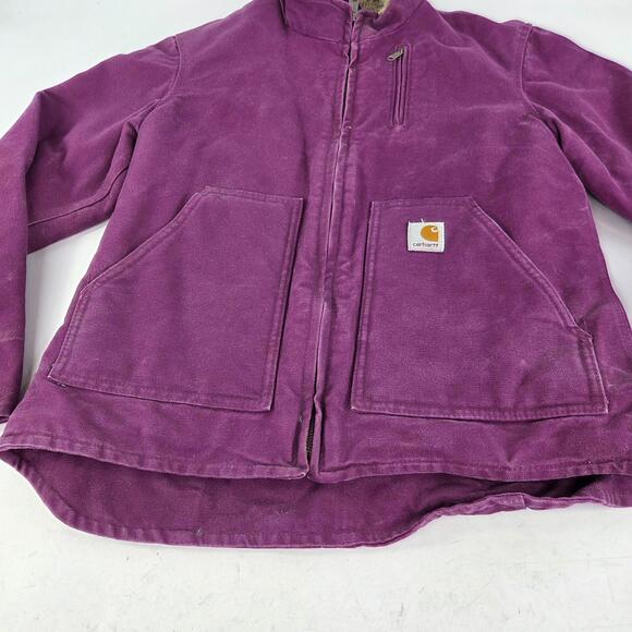 Carhartt Canyon Sandstone Sierra Jacket Size S WJ022 BGP Purple Sherpa Lined - Picture 11 of 13